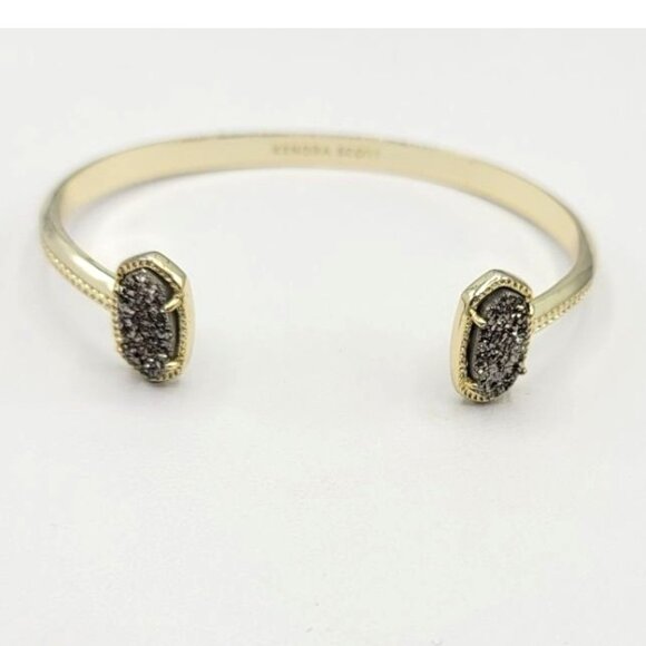 Kendra Scott Goldtone Druzy Cuff Bracelet Signed - Picture 6 of 8